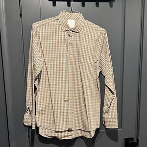Billy Reid Men's Plaid Shirt - Tan and White